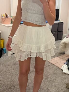 aerie White Tiered Ruffle Skort